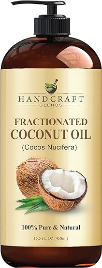 Handcraft Fractionated Coconut Oil - 100% Pure & Natural Premium Grade Coconut Carrier Oil for Essential Oils, Massage Oil, Moisturizing Hair Oil & Body Oil - 458 ml