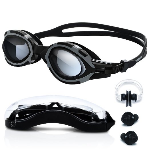 Swimming Goggles - High-Definition Clear [Anti Fog] [UV Protection] [Anti Shatter] [No Leaking] Silicone Gasket Adjustable Straps Quick Release Technology Triathlon Surfing Protection Case Men Women Kids by TURATA®