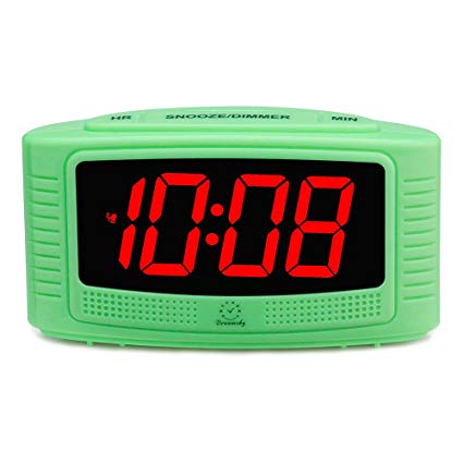 DreamSky Little Digital Alarm Clock with Snooze, 1.2" Clear Led Digit Display with Dimmer, Loud Alarms, Simple Outlet Powered Alarm Clock with Battery Backup