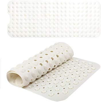 Marsheepy Shower Mat, Anti Slip Bath Mat with Non Slip Suction, Anti-Bacterial Slip-Resistant Bath Mats for Home, Hotel, Gyms use/Creamy-white