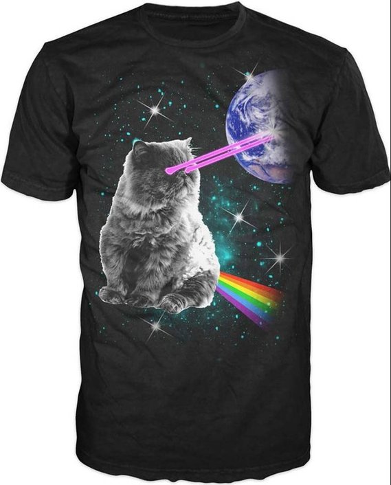 Laser Eyes Space Cat T-Shirt