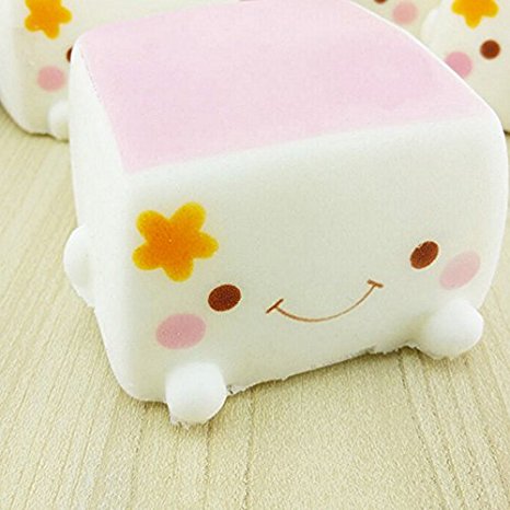 UhoMEy Colorful Soft Squishy Chinese Tofu Adorable Expression Smile Face Fun Toys
