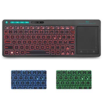 Rii K18  2.4G Wireless Keyboard with touch pad, Multimdeia RGB Backlit Keyboard compatible with PC/Laptop/Linux/fire Stick/Windows 2000 XP Vista 7 8 10 UK Layout