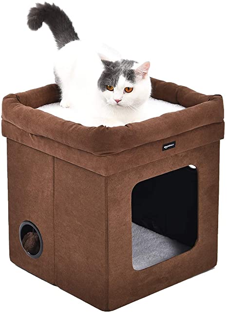 AmazonBasics Collapsible Cat House, Brown