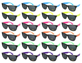 Edge I-Wear 24 Pack 80's Neon Horned Rim Sunglasses UV Protection 5402R-SET-24