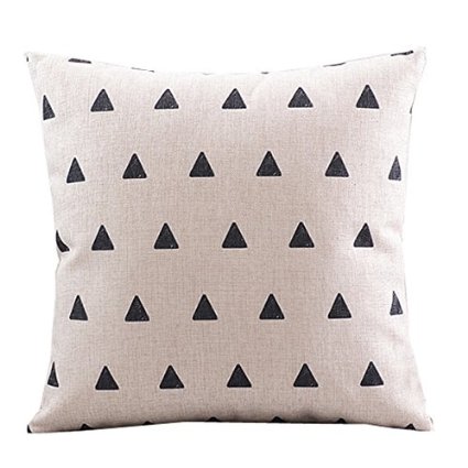 Create For-Life Cotton Linen Decorative Pillowcase Throw Pillow Cushion Cover Square 18" Retro Small Up Triangle (Standard, T0426-s)