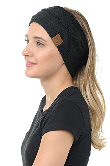 BYSUMMER C.C Cable Knit Winter Headband For Women Ear Warmer Muff Cold Weather