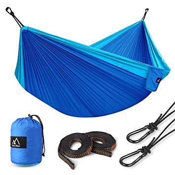 Terra Hiker Hammock, Nylon Lightweight Hammock, Portable Hammock, Straps, Carabiners Included, for Backpacking, Camping, Travelling, Beach