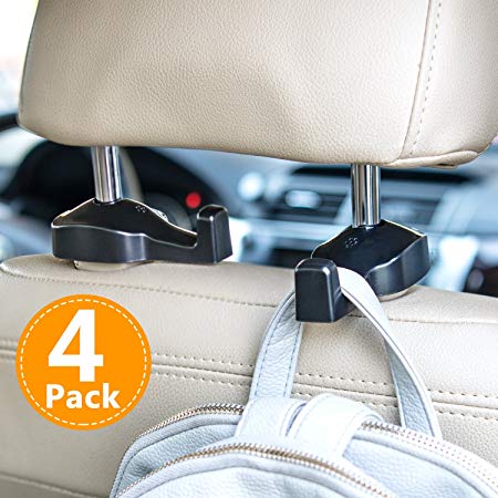 TOPLUS Car Vehicle Back Seat Headrest Hanger Holder Hook for Bag Purse 4 Pack