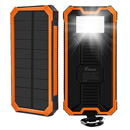 15000mAh Solar Charger,F.Dorla Portable Power Bank Solar Phone Charger Waterproof Dual USB Battery Charger External Battery Pack with Flashlight for Cellphone iPhone Samsung Android iPad (Orange)