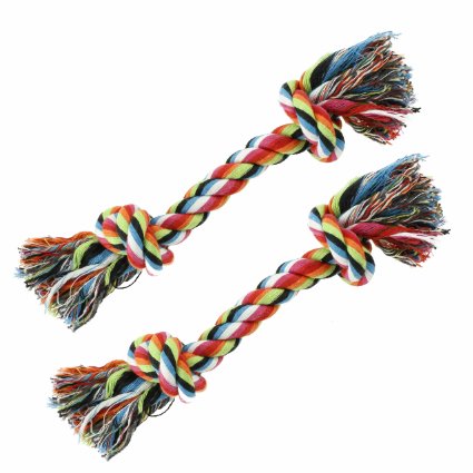 Set of 2 Cotton Dog Rope Toys - Great for Tug-o-war or Fetch!
