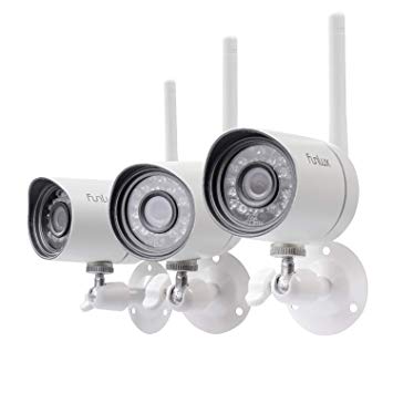 Funlux Wireless Security Camera System (3 Pack), Smart Home HD Indoor Outdoor WiFi IP Cameras with Night Vision, Cloud Service Available (Renewed)