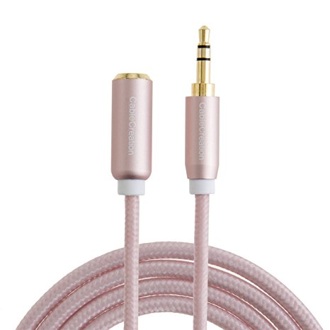 CableCreation 6-Feet 3.5mm Audio Extension cable, Male to Female with Premium Metal, for Smartphones, Tablets and MP3 Player, Rose Gold Color