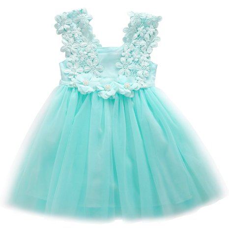 Elegant Feast Baby Girls Princess Lace Flower Tulle Tutu Gown Formal Party Dress