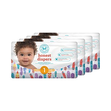 Honest Baby Diapers, Painted Feathers, Size 1, 176 Count