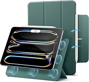 ESR for iPad Pro 11 Inch Case 2024 5th Gen(M4), Powerful Magnetic Attachment, Slim Trifold Stand Case, Supports Pencil Pro and Pencil(USB-C), Tough Protection, Auto Sleep/Wake, Rebound Series, Green