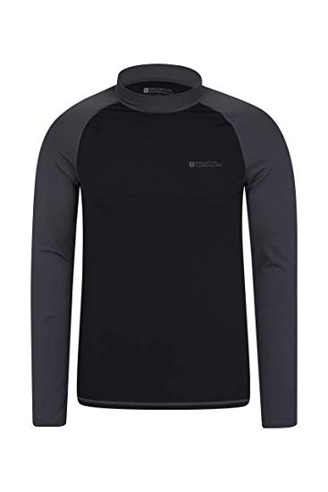 Mountain Warehouse Mens Long Sleeves Rash Vest - Quick Drying Rash Guard, Prevents Chafing, UPF50  Sun Protection Rash Top with Flat Seams - for Swimming & Surfing