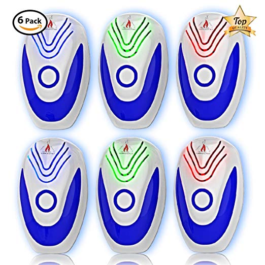 [NEW 2018 UPGRADED] 6-Pack Ultrasonic Pest Repeller - Electronic & Ultrasound, Indoor Plug-In Repellent | Anti Mice, Insects, Bugs, Ants, Mosquitos, Rats, Spiders, Roaches, Rodents - Child & Pet Safe