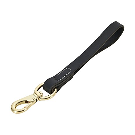 Fairwin Leather Dog Leash 12" - Short Dog Traffic Lead Leash for Large Dogs Training and Walking ( Width: 3/4", Length:12")