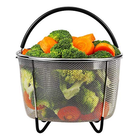 Steamer Basket Compatible with Instant Pot Accessories 6 or 8 Quart Pressure Cooker, Stainless Steel Steamer Insert Strainer Basket Steamer Rack Stand for Vegetables Eggs Meats Broth