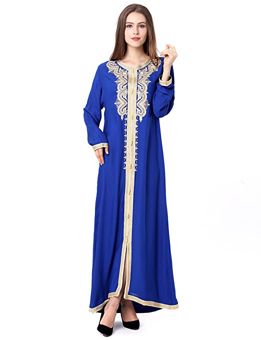 Muslim Dress Dubai Kaftan for Women Long Sleeve Long Dress Abaya Islamic Clothing Girls Arabic Caftan Jalabiya