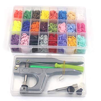 360pcs T5 Snap Button & Snap Press Pliers Sets,Plastic Snaps for Clothing/Crafting and Storage Box Organizer 24 Colors by Allure Maek