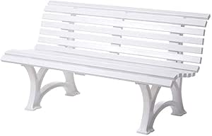 Plow & Hearth Weatherproof German PVC Outdoor Bench | 3-Seat | Holds Up to 500 lbs | Garden Patio Porch Park Deck | Steel and Resin (White)