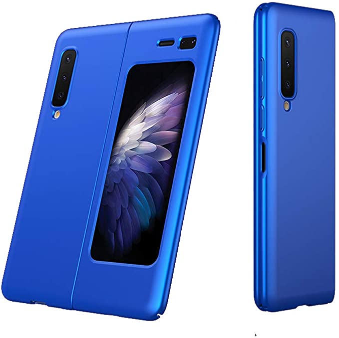 Samsung Galaxy Fold case, Ranyi Ultra Thin Matte Design 360 Full Body Protection Shock Absorbing Slim Fit Flexible Hard Rubber Case Cover for Samsung Galaxy Fold (2019), Blue