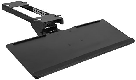 VIVO Black Adjustable Computer Keyboard & Mouse Platform Tray Deluxe Rolling Track Under Table Desk Mount (MOUNT-KB04C)