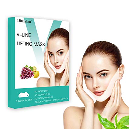 V Line Face Mask Neck Mask Chin Up Patch Face Lift Double Chin Reducer V-Line Face Lifting Brand Contour Tightening Firming Moisturizing V Shape Chin Mask Neck Lift 5pcs