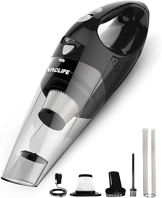 VacLife Handheld Vacuum, Car Vacuum Cleaner Cordless, Mini Portable Rechargeable Vacuum Cleaner with 2 Filters, White (VL189)