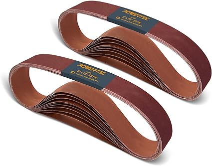 POWERTEC 111540-P2 2 x 72 Inch Sanding Belts, 40 Grit Aluminum Oxide Belt Sander Sanding Belt for Belt Sander, Wood & Paint Sanding, Metal Polishing, Knife Sharpening, 20PK