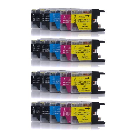 Compatible Ink Cartridge Replacement for Brother LC-75 (8 Black 4 Cyan 4 Magenta 4 Yellow) 20 Pack