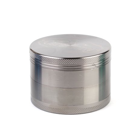 CEREMONY HERB GRINDER: High Quality Premium Craftsmanship! Large Silver 2.5" 4 Part Zinc Alloy Herb, Spice, Tobacco, and Pollen Grinder; Anodized (Scratch and Smudge Resistant); Includes Pollen Collector and Carry Bag. (Black Chrome)