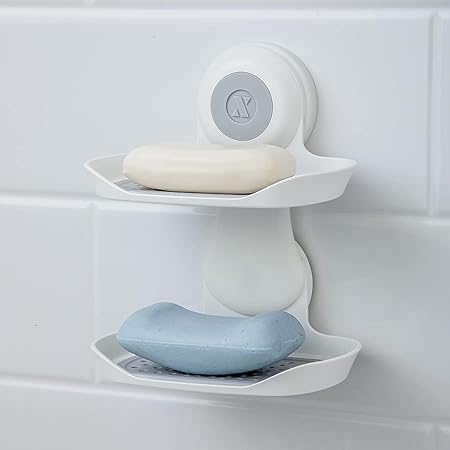 SlipX Solutions Patented Suction Double Soap Saver in White (Excellent Drainage, Holds 11 Pounds)