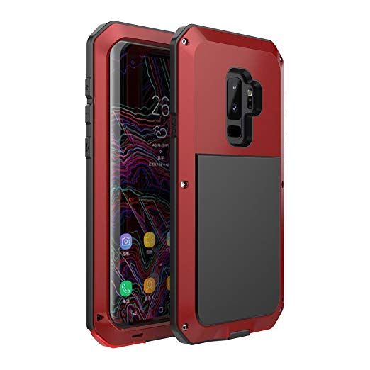 Galaxy S9 Case,Bixby Button Water Resistant Shockproof Aluminum Metal Super Anti Shake Silicone Fully Body Protection for Samsung Galaxy S9-2018 Newest Released (Red)