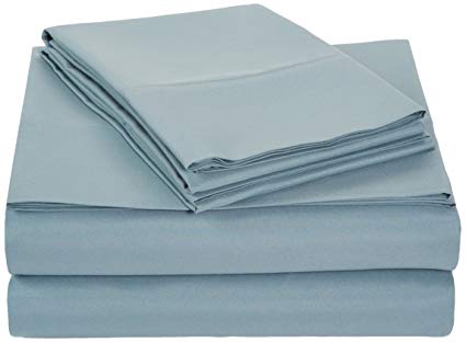 AmazonBasics Microfiber Bed Sheet Set - Pack of 4, Queen, Spa Blue