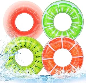 MoKo Inflatable Swimming Rings, Pool Floats Swim Tubes Rings Round Shape Cute Cartoon Design Beach Water Lounge Inflatable Raft Party Supplies for Kids Adults