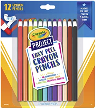 Crayola Crayon Pencils, Easy Peel, Assorted Colors, Coloring Supplies, 12 Count, Multi