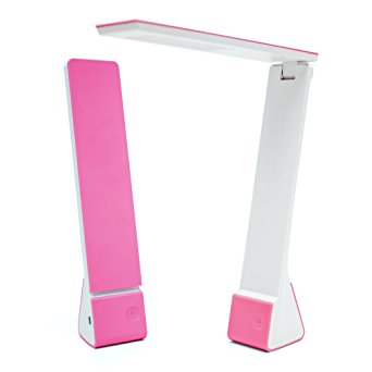 Portable LED Desk Lamp with Rechargeable Battery, Travel Size, 3 Lighting Choices (Read/Study/Relax), Durable 25 Year Life (Rose)