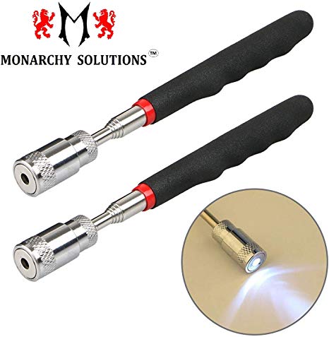 Magnetic Pickup Tool - LED Light Telescoping Handle Pick up Magnet with 8 Lb Lift Capacity by Eco pest solutions tools (Two Pack)