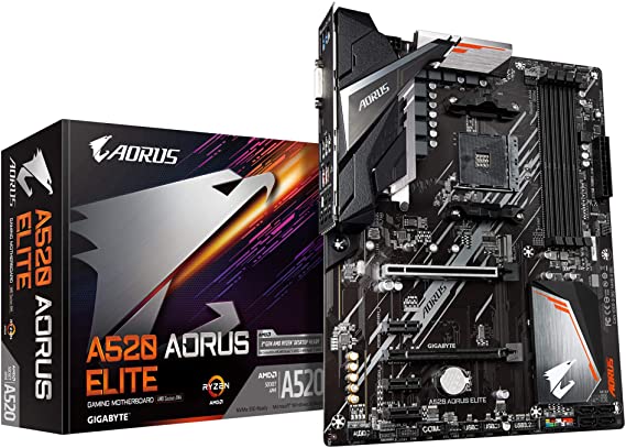 Gigabyte A520 AORUS Elite (AM4/AMD/ A520/ ATX/M.2/SATA 6Gb/s/USB 3.2 Gen 2/Realtek GbE LAN/Motherboard)