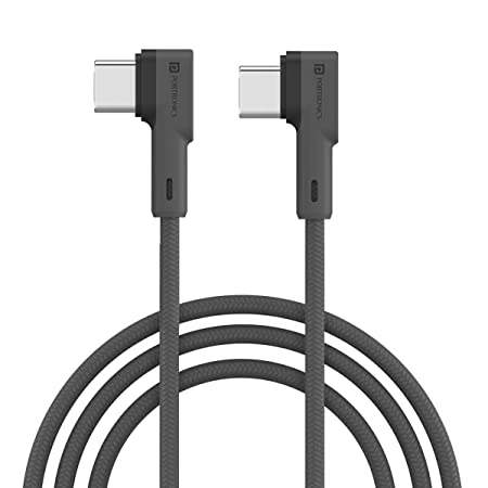 Portronics Konnect L 60W PD Type C to Type C Mobile Charging Cable, 1.2M, Fast Data Sync, Tangle Resistant, TPE Nylon Braided(Grey)