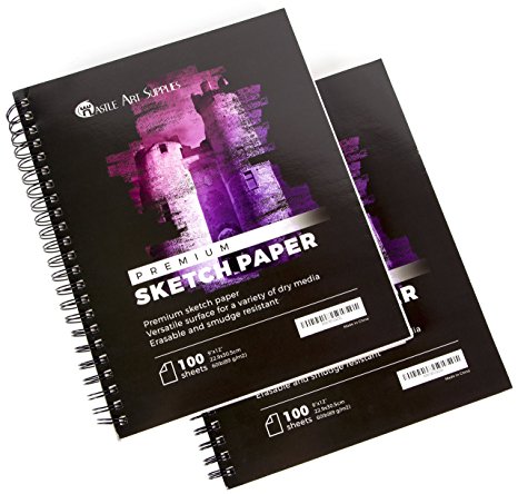 Castle Art Supplies Artists Sketch Books (2 Sketch Pad Pack) 9 x 12, 200 Sheets of Sketch Paper Ideal for Drawing and School Supplies - Acid Free and Excellent Value
