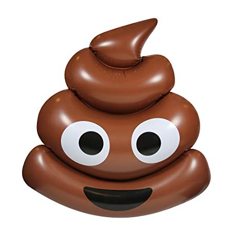 Aqua Emoji Poop The Big Stink Inflatable Pool Float, Pool Raft and Repair Kit, 48” Inch Diameter