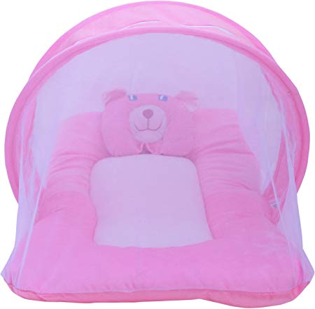 Amardeep and Co Toddler Polyester Mattress With Mosquito Net (Pink)