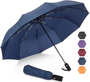 ZOMAKE Parapluie Pliant Resistant au Vent,Mini Noir Parapluies Compact Automatique pour Homme Femme,10 Côtes Petit Umbrella Paraplui de Poche Solide Anti Tempete