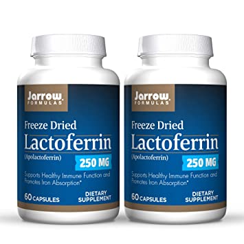 Jarrow Formulas Lactoferrin 250 mg - 60 Capsules, Pack of 2 - Immune-Supporting Glycoprotein - Support Healthy Immune Function & Iron Absorption - Freeze Dried - 120 Total Servings