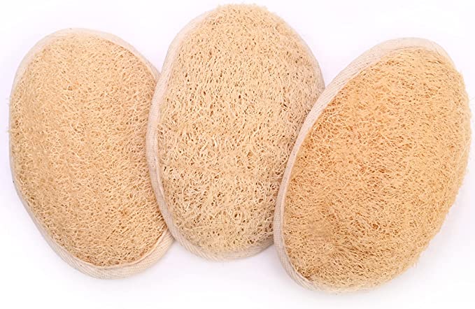Natural loofah exfoliating Body Scrubber,Natural loofah Sponge,exfoliating loofah,Shower loofah Sponge,Rich Foam Shower Caddy，Give You a More Delicate and Elastic Skin.(3PC） (Brown)