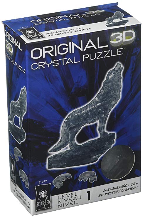 University Games 3D Crystal Puzzle Wolf, Black